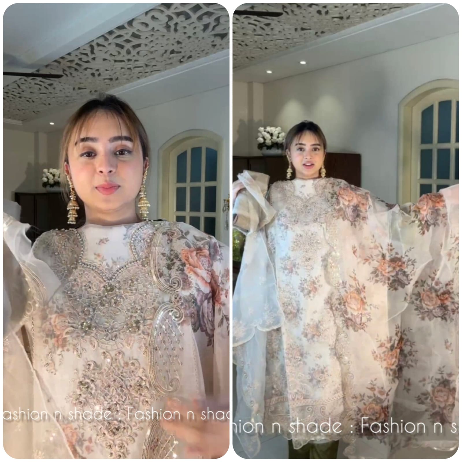 Premium Organza Digital Print 4-Piece Party Dress